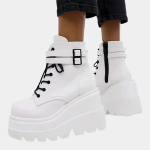 White Platform Leather Boots