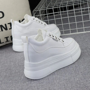 White Platform Leather Sneakers