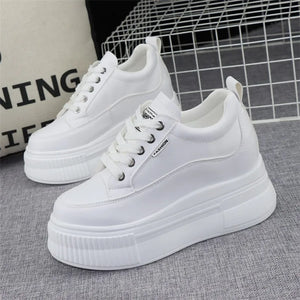 White Platform Leather Sneakers