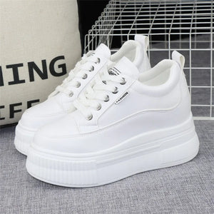 White Platform Leather Sneakers