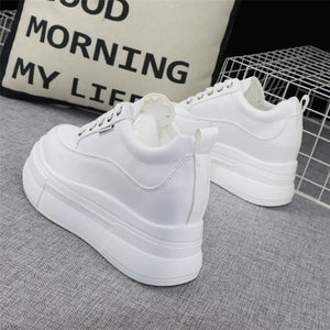 White Platform Leather Sneakers