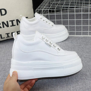White Platform Leather Sneakers