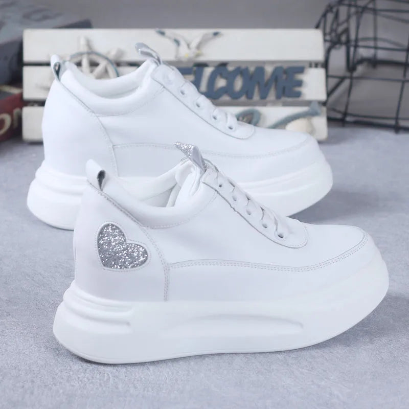 Comfortable white platform best sale sneakers