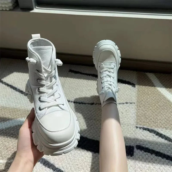White Platform Sneakers With Stars