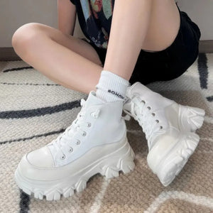 White Platform Sneakers With Stars