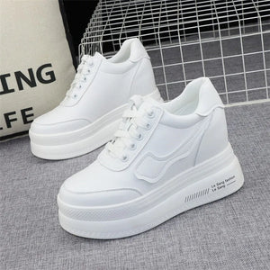 White Platform Wedge Sneakers