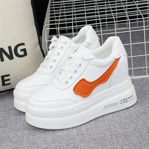 White Platform Wedge Sneakers
