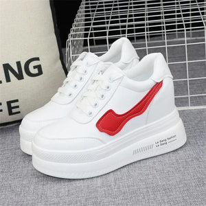White Platform Wedge Sneakers