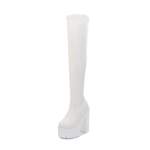 White Platform Womens Party Boots