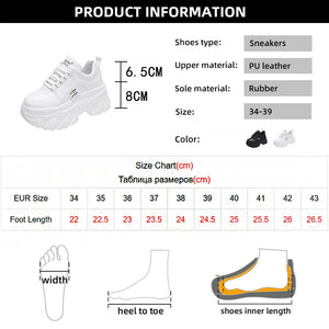 White PU Leather Platform Sneakers Womens