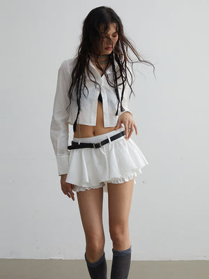 White Ruffles Mini Skirt Y2K