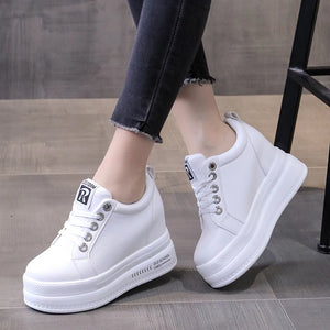 White Sneakers Platform Heels