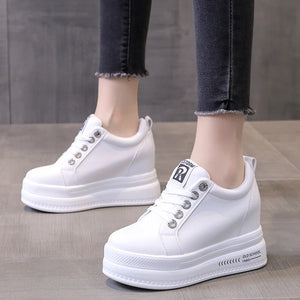 White Sneakers Platform Heels