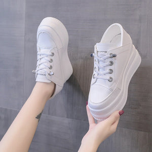 White Sneakers Platform Heels