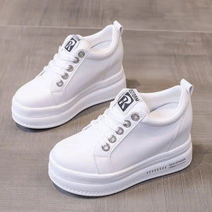 White Sneakers Platform Heels