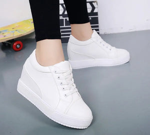 White Wedge Platform Sneakers