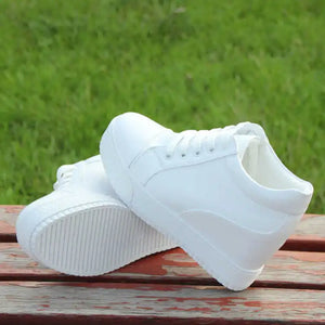 White Wedge Platform Sneakers