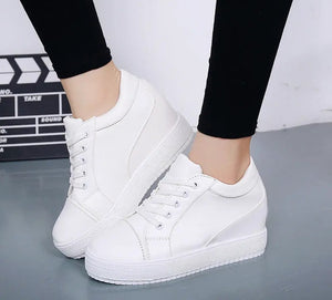 White Wedge Platform Sneakers