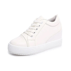 White Wedge Platform Sneakers