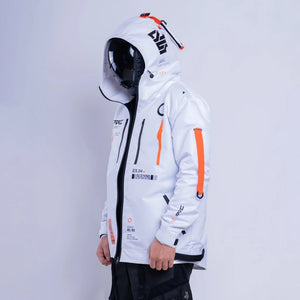 White Windproof Techwear Parka Jacket