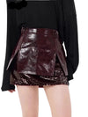 Wine Red Mini Skirt Y2K