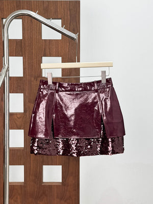 Wine Red Mini Skirt Y2K