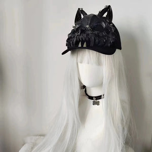 Techwear Style Wolf Skull Rivet Hip Hop Punk Baseball Cap Woman Gothic Vintage Hats Street Casual Funny Hat