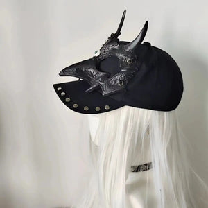 Techwear Style Wolf Skull Rivet Hip Hop Punk Baseball Cap Woman Gothic Vintage Hats Street Casual Funny Hat