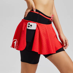 Women Athletic Black Skort Drawstring