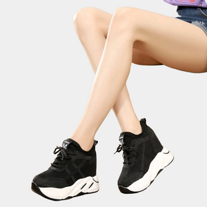 Women Black Platform Canvas Sneakers