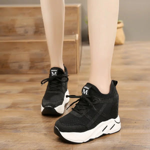 Women Black Platform Canvas Sneakers