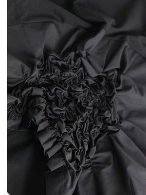 Women Black Pleated Big Size T-shirt