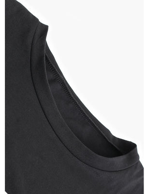 Women Black Pleated Big Size T-shirt