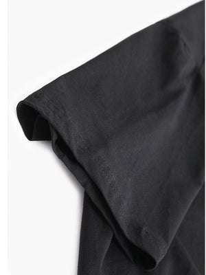 Women Black Pleated Big Size T-shirt