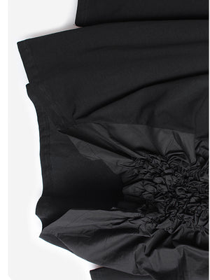 Women Black Pleated Big Size T-shirt