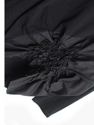 Women Black Pleated Big Size T-shirt
