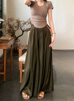 Women Elastic Waist Skirt Pants