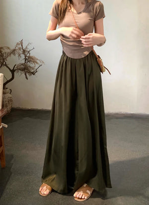 Women Elastic Waist Skirt Pants