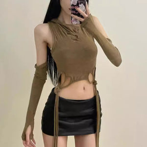 Women Hooded Crop Top