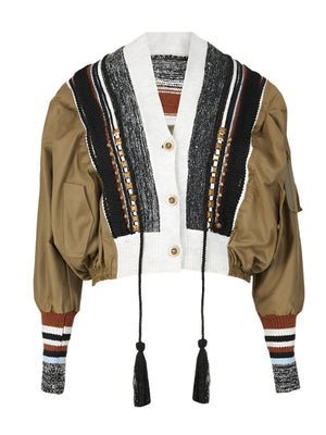 Women Jacket Rivet Patchwork Spring