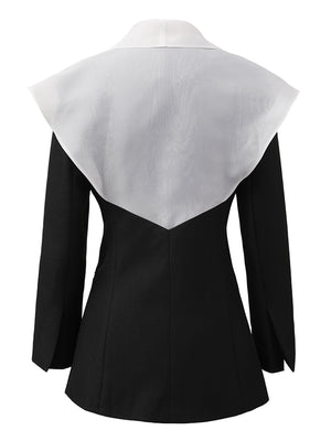 Women Jacket Spring Blazer Black White