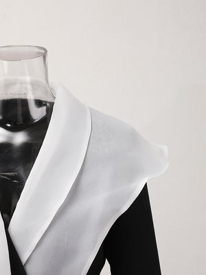 Women Jacket Spring Blazer Black White