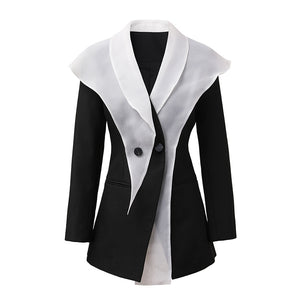 Women Jacket Spring Blazer Black White