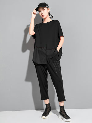 Women Plain Black T Shirt