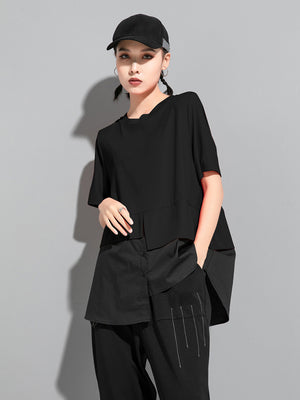 Women Plain Black T Shirt