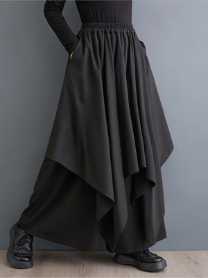 Women Pleated Skirt Pants