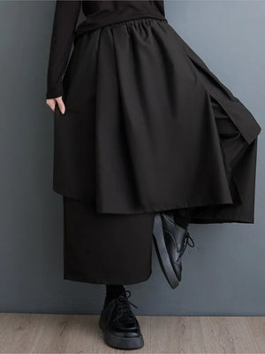 Women Pleated Skirt Pants