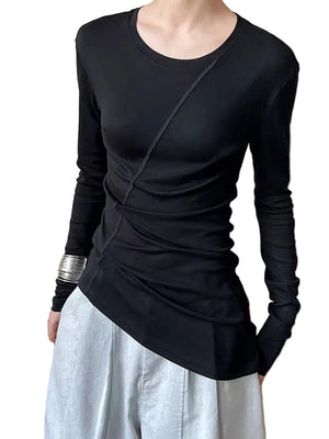 Women Slim T-shirt New Round Neck