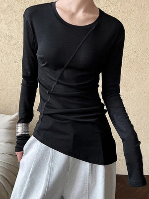 Women Slim T-shirt New Round Neck