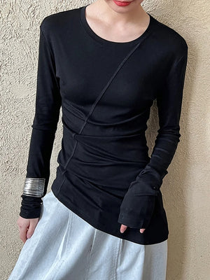 Women Slim T-shirt New Round Neck